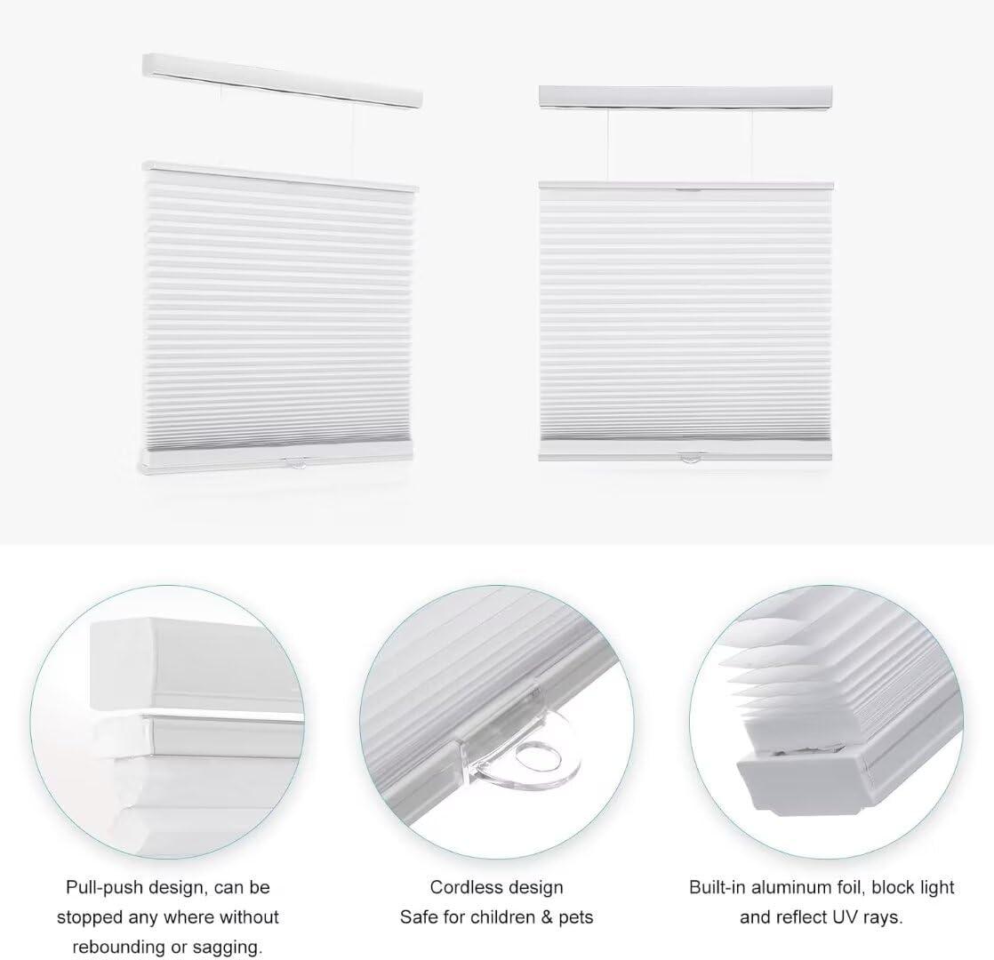 MYshade MYshade Custom Top Down Bottom Up Cellular Shades Light Filtering Up Down Window Blind Cordless Cellular Blinds & Shades Easy to Install 83" W x 48" H White