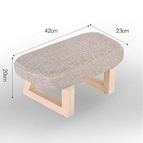 WWTSMYXGS Footstools Footstool Ottoman Small Washable Change Shoes Seat Play Stool Linen Solid Wood Frame,7 Colors (Color:Gray)