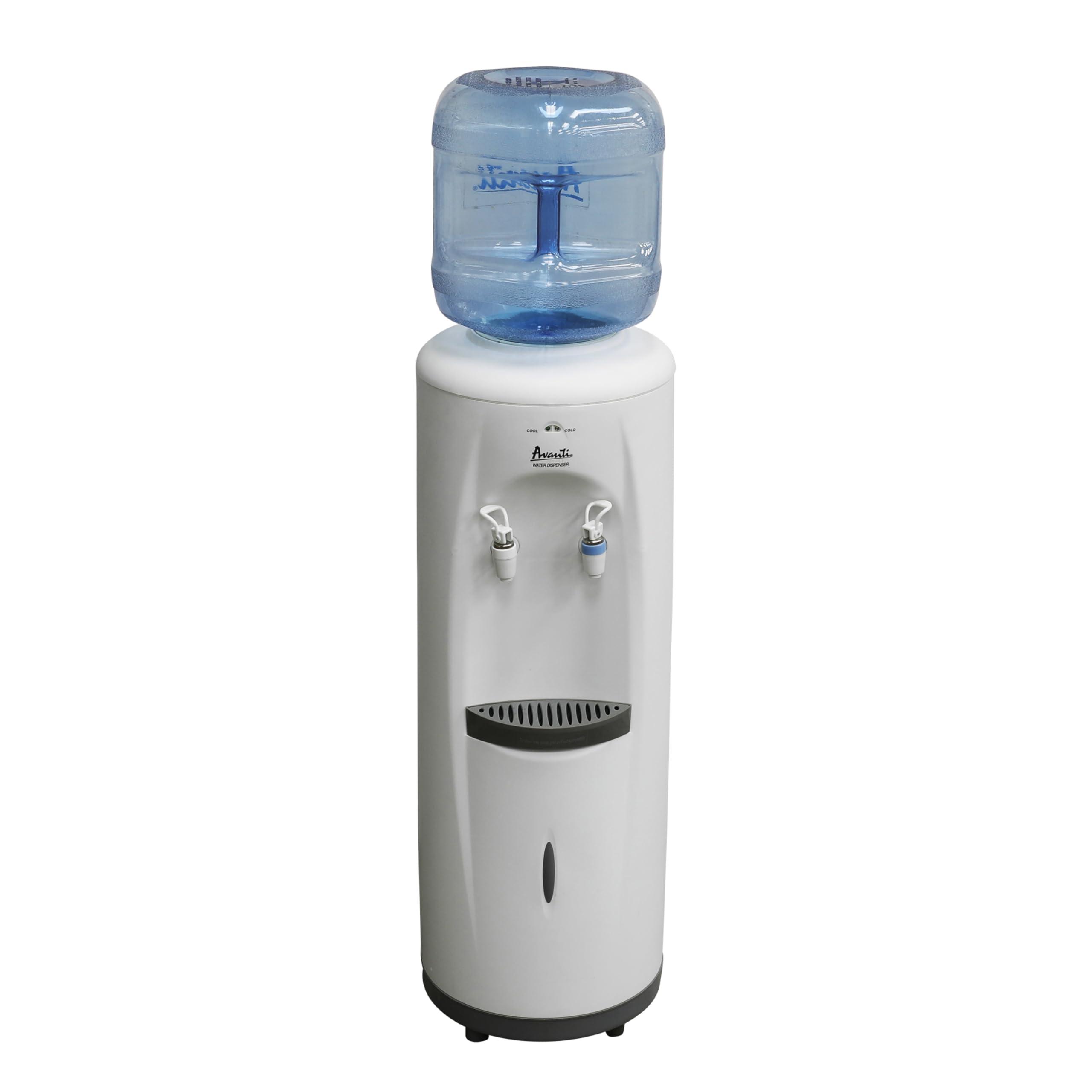 Avanti Avanti Water Cooler Dispenser Top Loading, Holds 3 & 5 Gallon Bottles with Stainless Steel Reservoir, Cold and Room Temperature, Perfect for Homes, Kitchens, Offices, Dorms, White