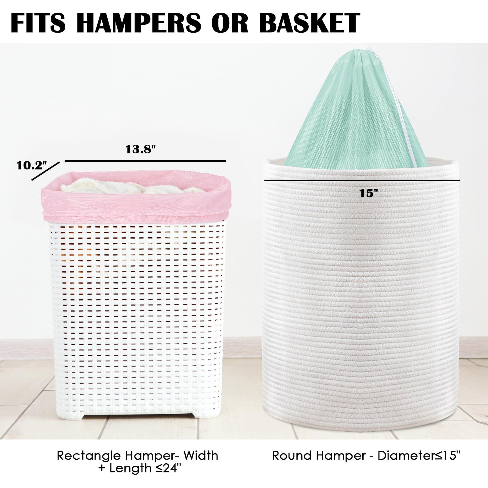 Fiodrimy 2 Pack Large Mesh Laundry Bag, Heavy Duty Laundry Bags with Drawstring, Laundry Hamper Liner, Machine Washable, for Travel, Storage, Sports, Dorms and Apartment Dwellers, 24 x 36 Inches (Pink+Green)