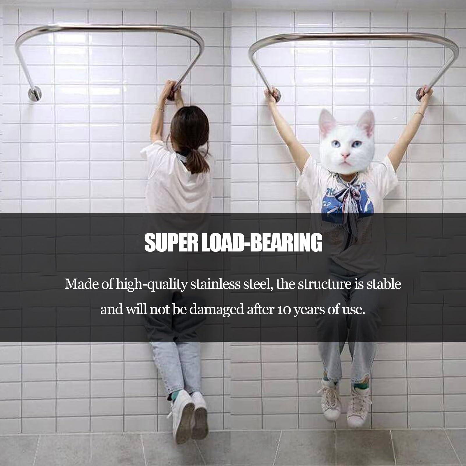 Meiiron U Shaped Shower Curtain Rod, Bathroom Corner Shower Curtain Rod Rack, Stainless Steel Home Shower Curtain Rod, Size Adjustable 60~90cm/70~110cm, Shower Curtain Not Included (Size : 100x100x100cm)