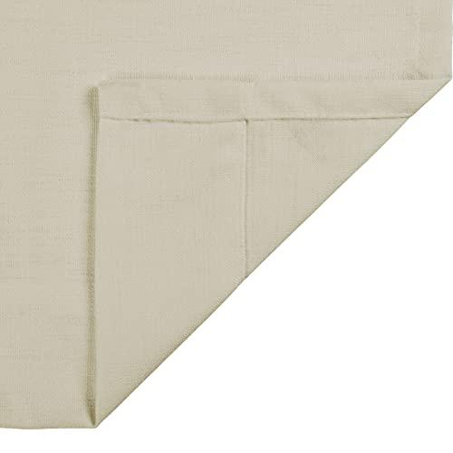 TWOPAGES TWOPAGES Ivory White Cotton Curtains - 84 Inch Long, Light Reducing Pinch Pleat for Dining Room, Natural Linen Textured Window Curtain (1 Panel, 52 x 84 Inches)