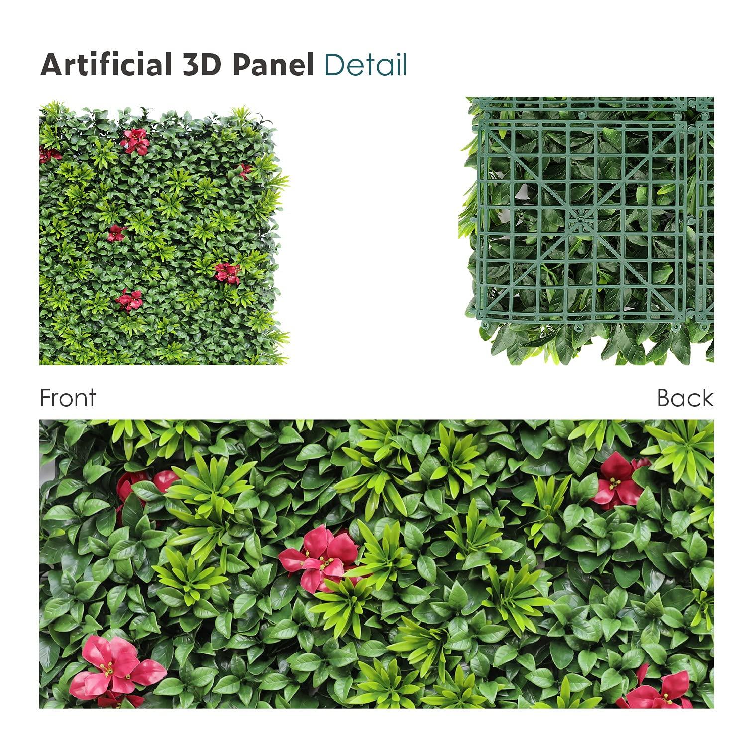 ECOOPTS ECOOPTS 40\"x40\" Faux Ivy Privacy Fence Screen Artificial Boxwood Panels Topiary Hedge Plants for Indoor Outdoor Decoration, 1 Mixed Leave, 23 Packs