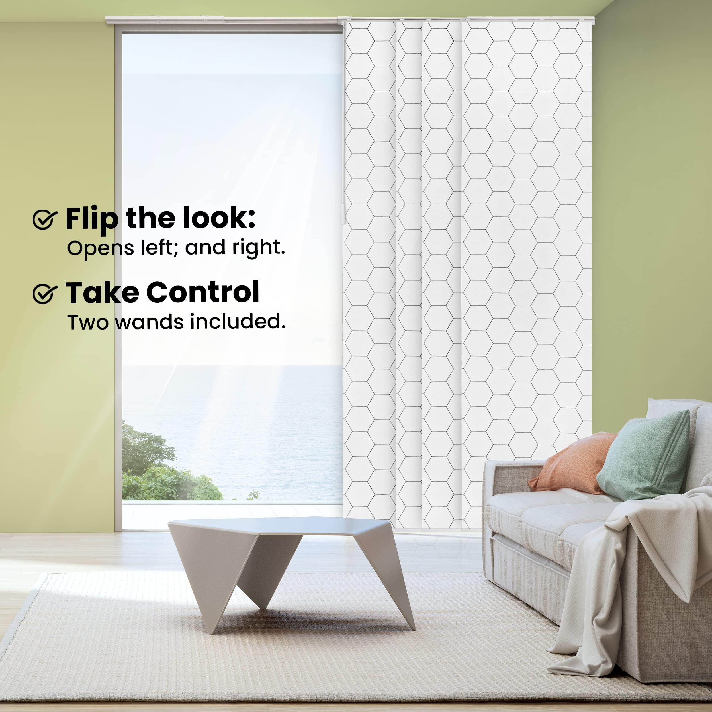 CHICOLOGY CHICOLOGY Sliding Door Blinds, Blinds for Sliding Glass Doors, Sliding Glass Door Blinds, Vertical Blinds for Patio Doors, Room Divider, Hexagon, W:46-86 x H: 0-96 inch