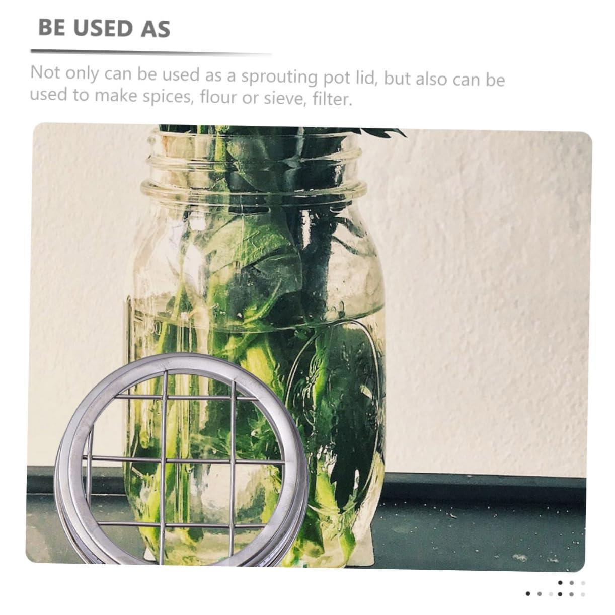 BIUDECO BIUDECO 1 Set of Mason Jar Lids for Sprouting and Flower Arranging Stainless Steel Mesh Covers for Canning Jars Portable Sprouting Lid and Flower Arrangement Cap
