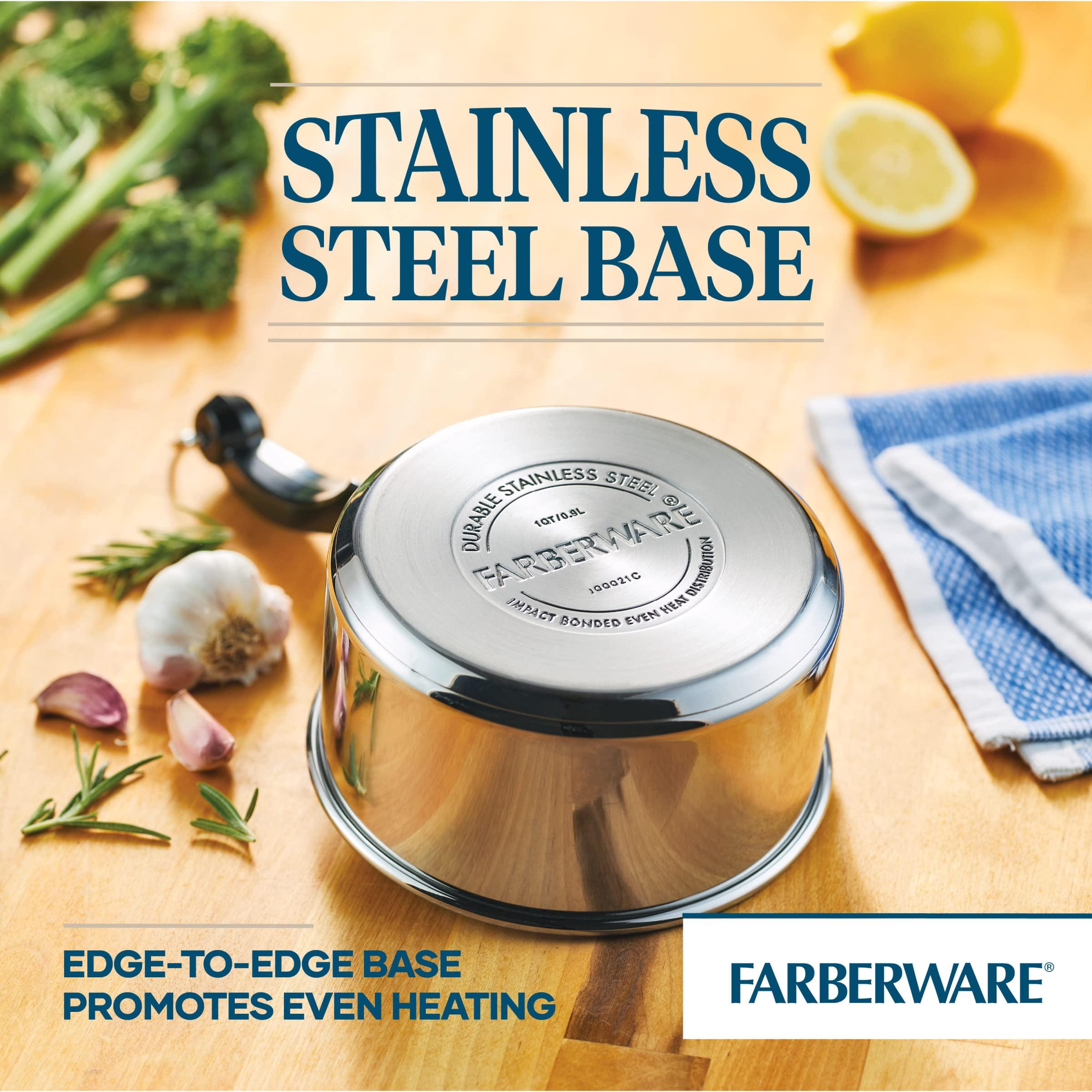 Farberware Farberware Classic Stainless Steel Sauce Pan/Saucepan with Lid, 1 Quart, Silver,50000,11.2\"D x 6.3\"W x 4.4\"H