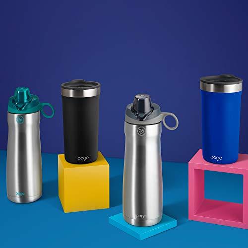 Pogo Pogo Vacuum Insulated Stainless Steel Water Bottle with Leak Proof Chug Lid and Silicone Carry Loop, Blue, 26oz