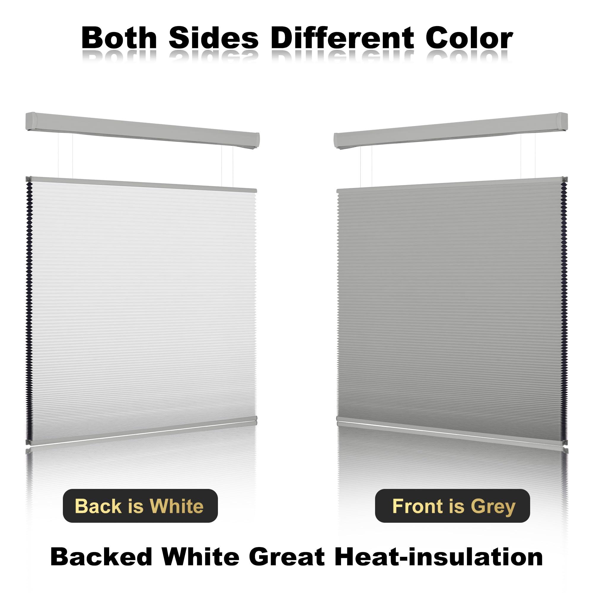 SEEUNANA SEEUNANA Top Down Bottom Up Blackout Cellular Shades,Cordless Cellular Blinds for Windows,Honeycomb Blinds with Thermal Insulated UV Protection. Easy to Install. Grey. 22" W x 64" H