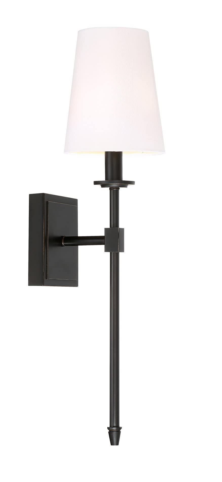Kira Home Kira Home Torche 20" Wall Sconce/Wall Light + Linen Shade, Oil-Rubbed Bronze Finish