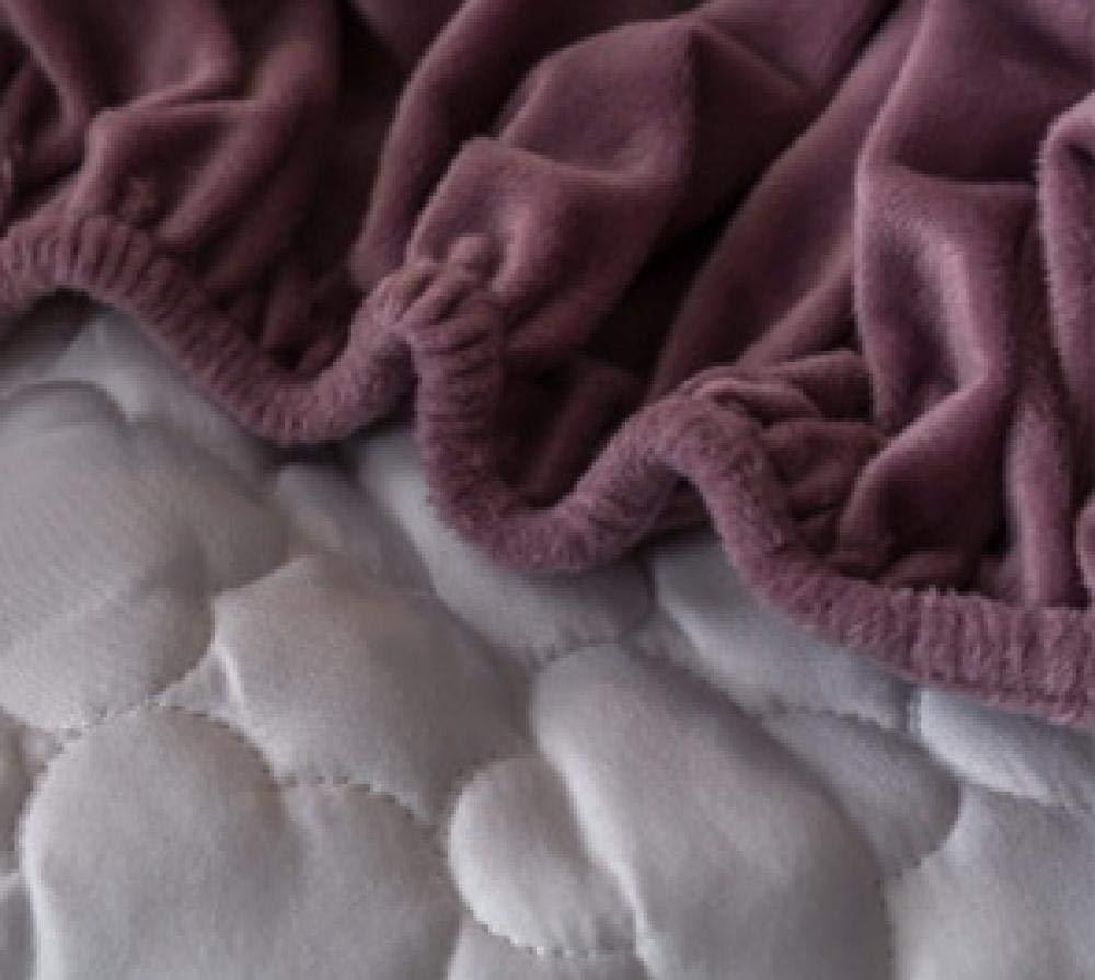 N / A N / A Deep Fitted Bed Sheet,Crystal Velvet Padded Fitted Sheet, Mattress Cover, Single Double King Size Bed Set-Pink_180cm220cm