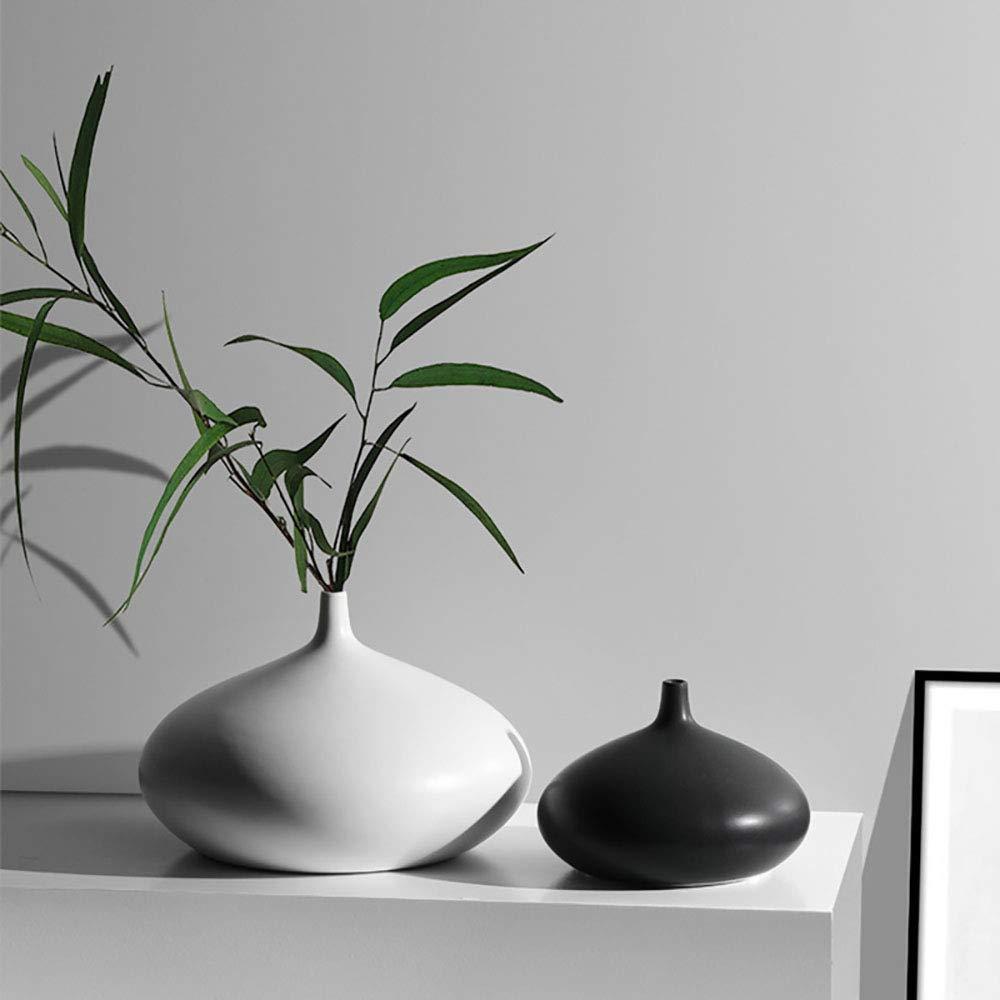 Lllunimon Modern Ceramic Vase Black and White Simple Decoration Living Room Home Decor Table Top Vase for Floral,2 pcs