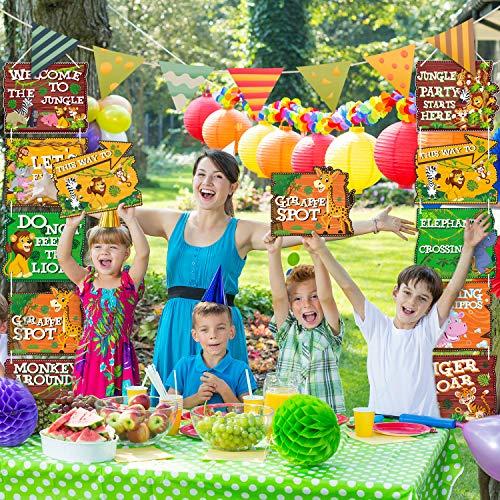 Blulu Blulu 10 Pieces Jungle Animals Party Signs Wild Animals Welcome Door Sign Zoo Animals Cutout for Theme Party Birthday Party Baby Shower Supplies