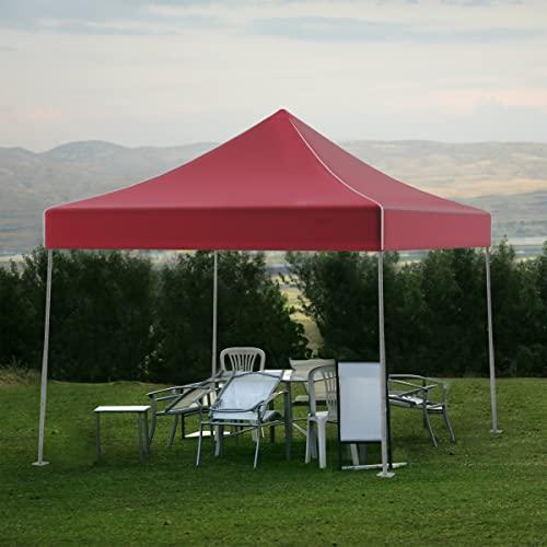 Stalwart Pop-Up Outdoor Canopy Shade - 10x10 Water-Resistant Party Tent with Instant Setup and Portable Carrying Bag for Storage or Transport by Stalwart (Red)