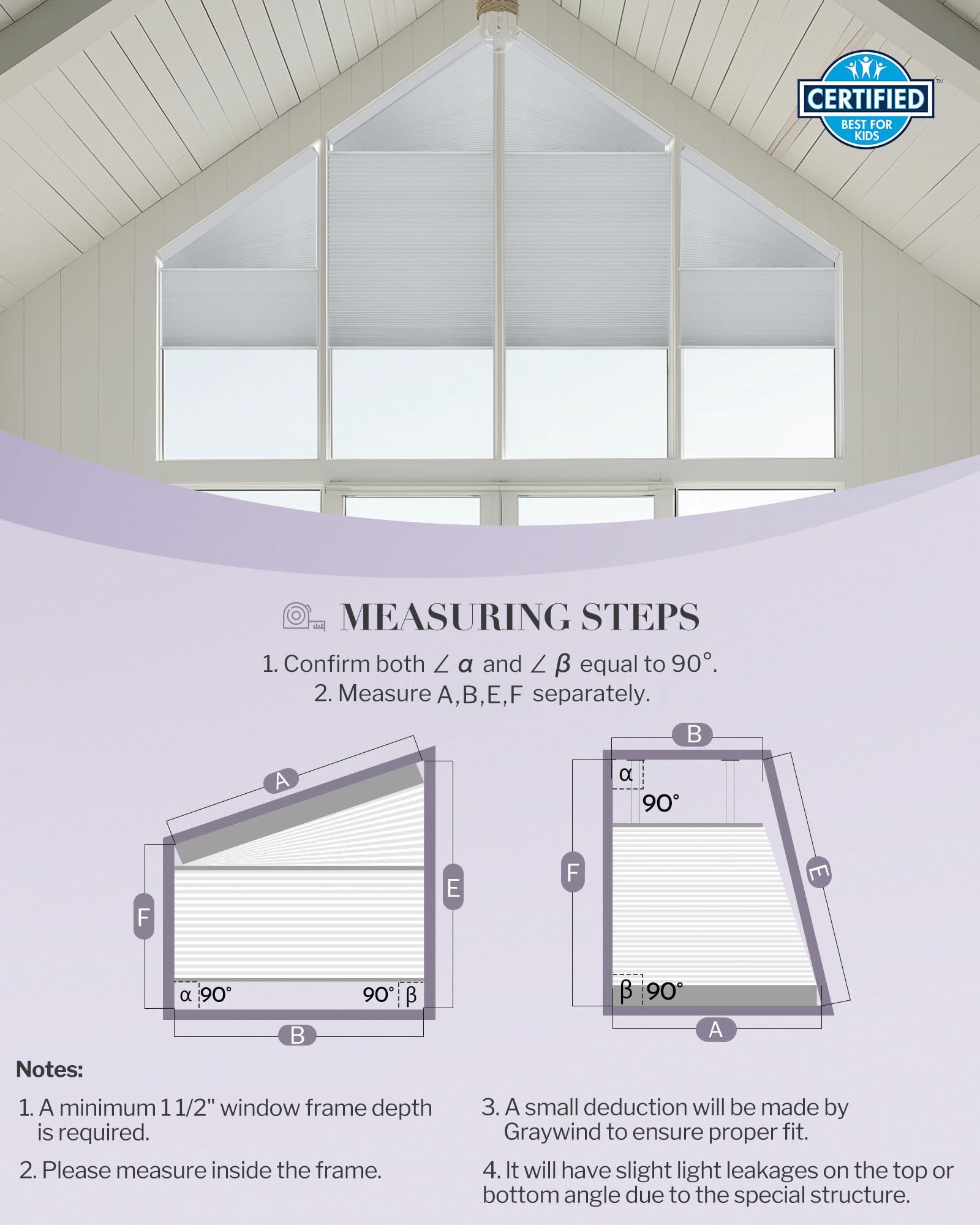 Graywind Graywind Smart Angled Blinds Compatible with Alexa Google Motorized Right Trapezoid Shades Solar Powered Customized for Odd-Shaped Window (Dimout Melange Coffee)