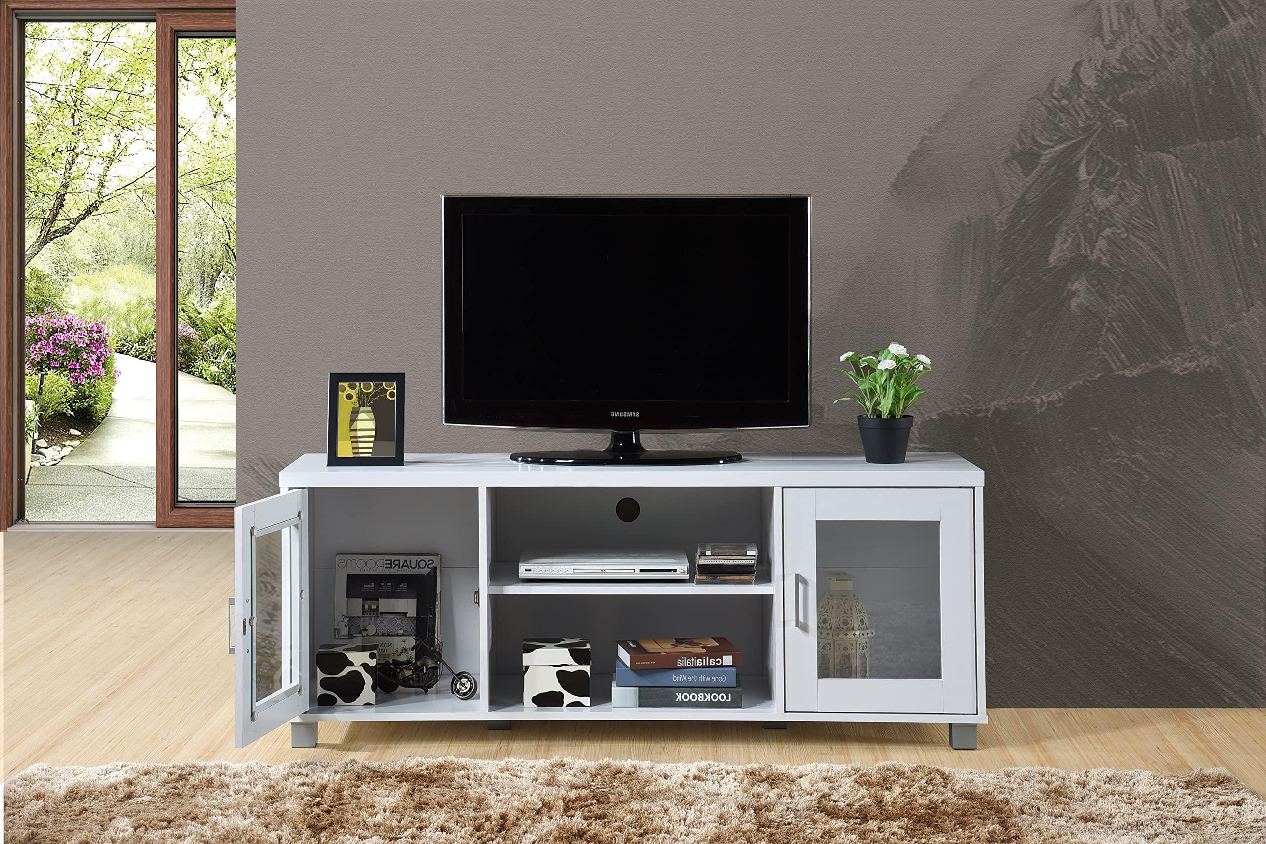 Hodedah Hodedah White 57\" Wide Entertainment Center HITV107 White