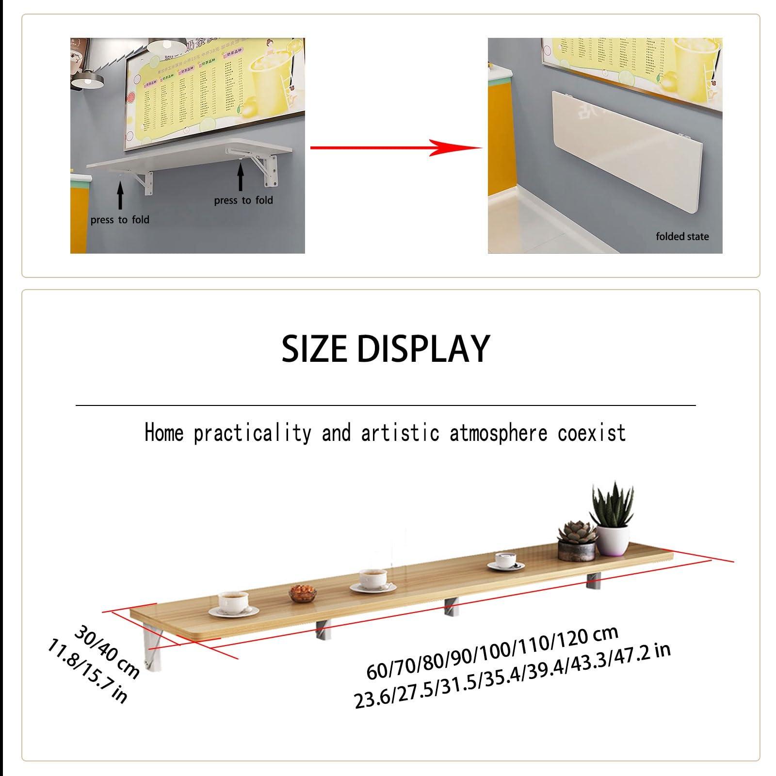TCOYDS Folding table wall hanging home narrow long table wall hanging dining table folding kitchen wall hanging folding desk restaurant milk tea shop bar home/garden/event indoor/multifunctional simple ( Col