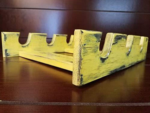 Rusty Nail woodworks Yellow Rolling Pin Rack with Three Slots - Antique Yellow Rolling Pin Rack - Multiple Rolling Pin Rack - Shabby Chic Rolling Pin Holder - Rolling Pin Storage - Gift for Baker