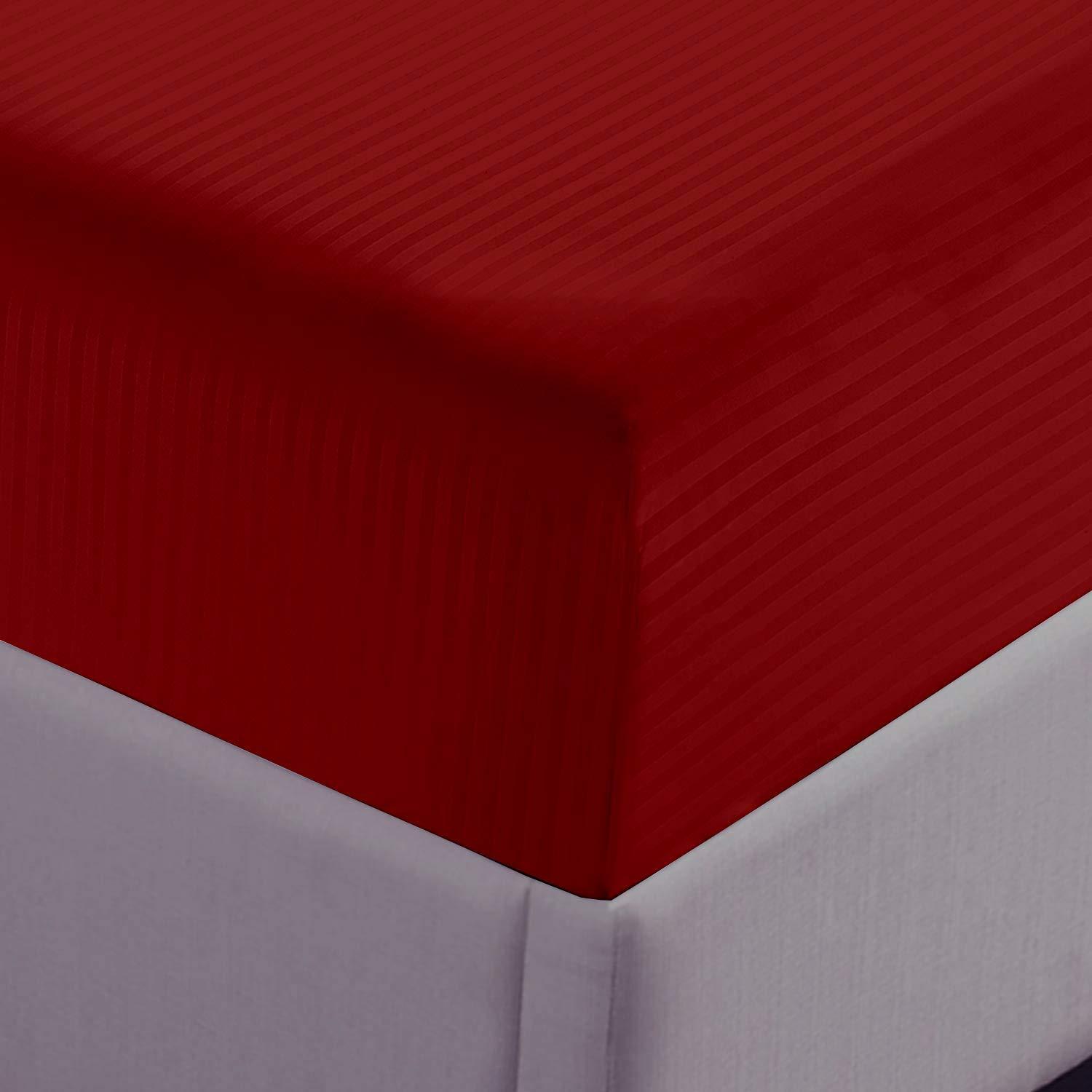 Bedding Kraft Bedding Kraft Bed Sheet Set - Burgundy Stripe Full Size 6 PC\'s Sheet Set - 1500 TC Cotton Sheets - Rich 100% Egyptian Cotton - Fits Mattress Upto 21 Inch Deep Pocket - Extra Deep Pocket Set