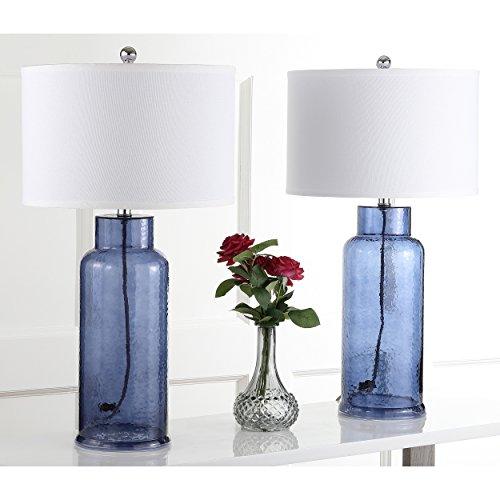 Safavieh SAFAVIEH Lighting Collection Glass Bottle Blue 30-inch Bedroom Living Room Home Office Desk Nightstand Table Lamp Set of 2 (LED Bulbs Included)