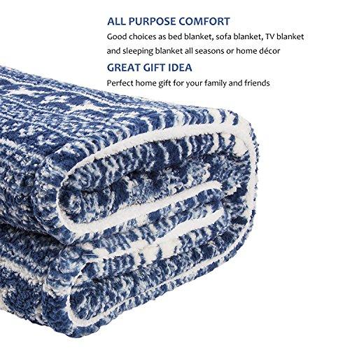 Tirrinia Christmas Throw Sherpa Blanket 50" x 60" Snowflake Pattern, Super Soft Fluffy Sherpa Throw TV Blanket Decorative Blanket for Bed Couch Holidays Blue