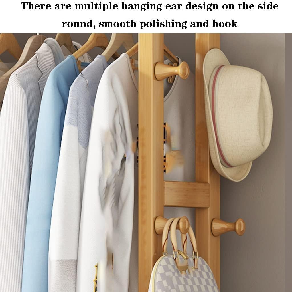 HomeLoft Basics Coat Tree Freestanding Bamboo Wood Garment Rack, Corner Clothes Hanging Rack, 50 * 36 * 162cm, Space Saver (Khaki)