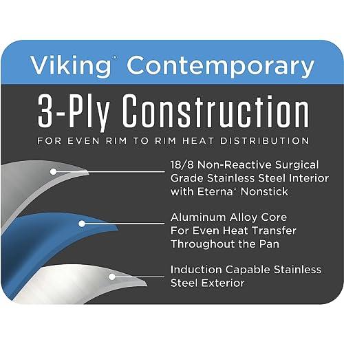 Viking Culinary Viking Culinary 3-Ply Stainless Steel Oval Roasting Pan, 8.5 Quart, Includes Metal Induction Lid & Rack, Dishwasher, Oven Safe, Works on All Cooktops including Induction