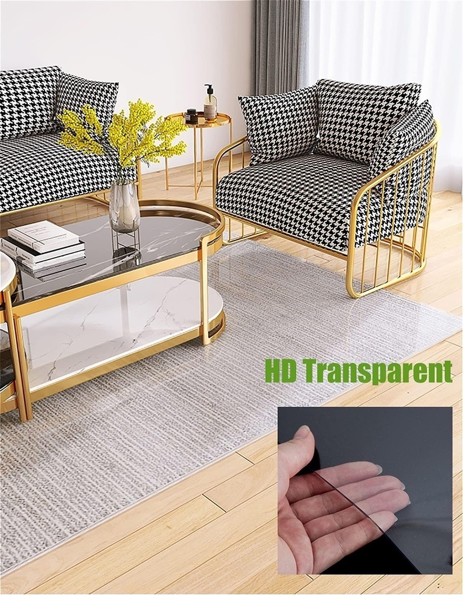 LOBUNS Clear Vinyl Plastic Floor Runner Protector Clear Vinyl Plastic Floor Runner Protector, 60/80/100/120/150cm Wide Non-Skid Waterproof Dustproof Mats, Desk Chair/Stairs/Pets Carpet Protector Mat (Size :