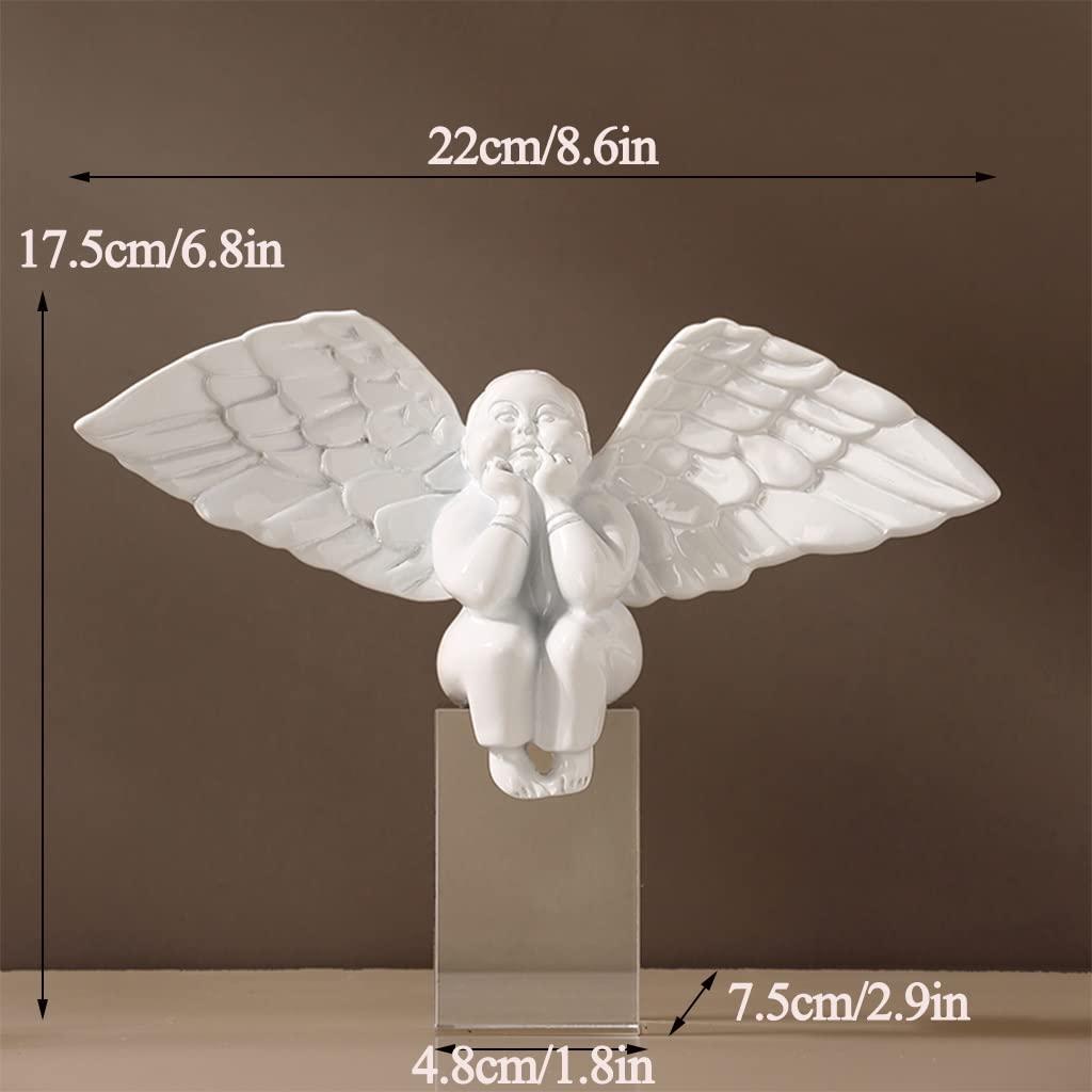 NABEIM Angels Figurines For Memorial, Angel Statues And Figurines For Mom, Resin Boy Angel Shelf Decor Accents Living Room Centerpiece Table Decorations Christmas Angel Gifts For Women ( Color : White )