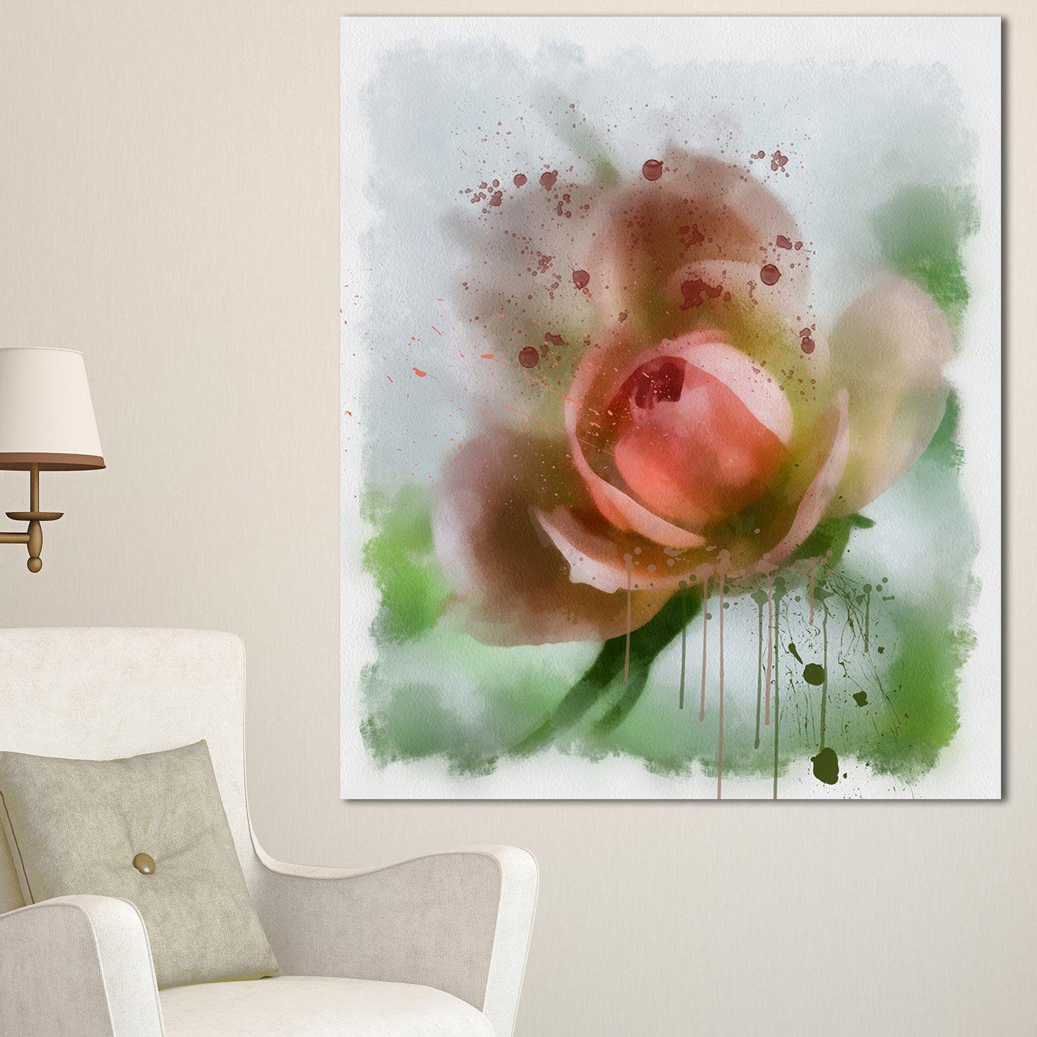 Designart Designart Flower Background Extra Large Floral Glossy Metal Wall Art-30x40, 40\'\' x 30\'\' x 1\'\', Green/Pink