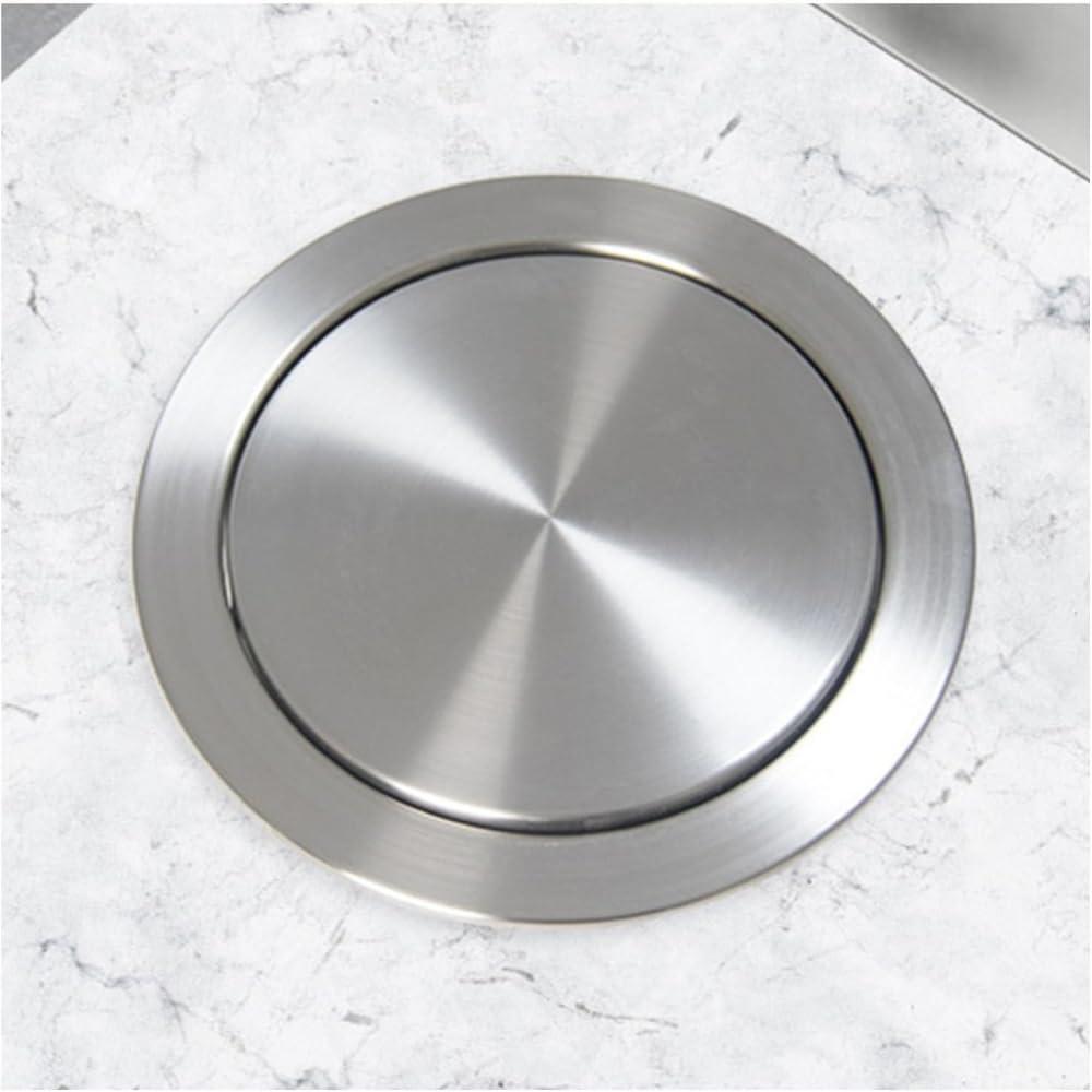 YISHUOYZBS Waste Chute Lid Built-in Countertop Trash Bin Lid Cover, Stainless Steel Garbage Lid Balance Flap Cover, Brushed Surface Trash Grommet Swing Trash Can Lid, for Kitchen/Bathroom/Restaurant-gold