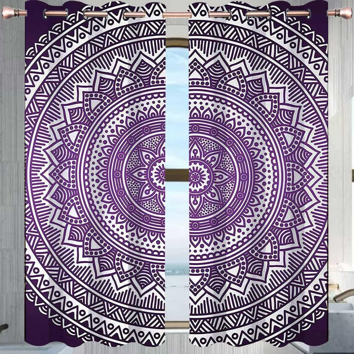 HomeLoft Basics Purple Curtain for Sliding Glass Door 2 Panels Purple and White Soundproof Curtains Room Decor (W) 85 X (H) 85 Inches