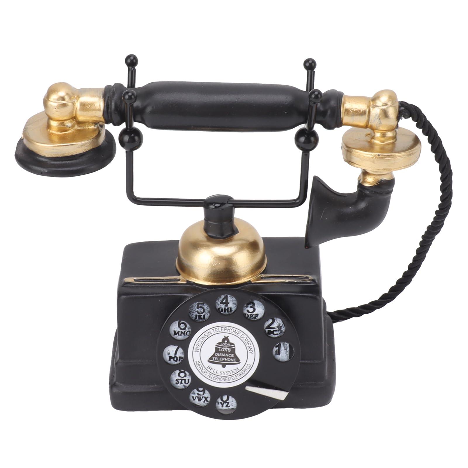 Asixxsix Retro Rotary Landline Phone, Resin Retro Decorative Phone Multifunctional Attractive Retro Telephone Model for Home Office Desk, Antique (-14)