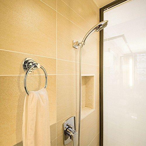 BOPai BOPai Drill Free Powerful Vacuum Suction Cup Towel Ring Shower Washcloth Hand Towel Round Holder