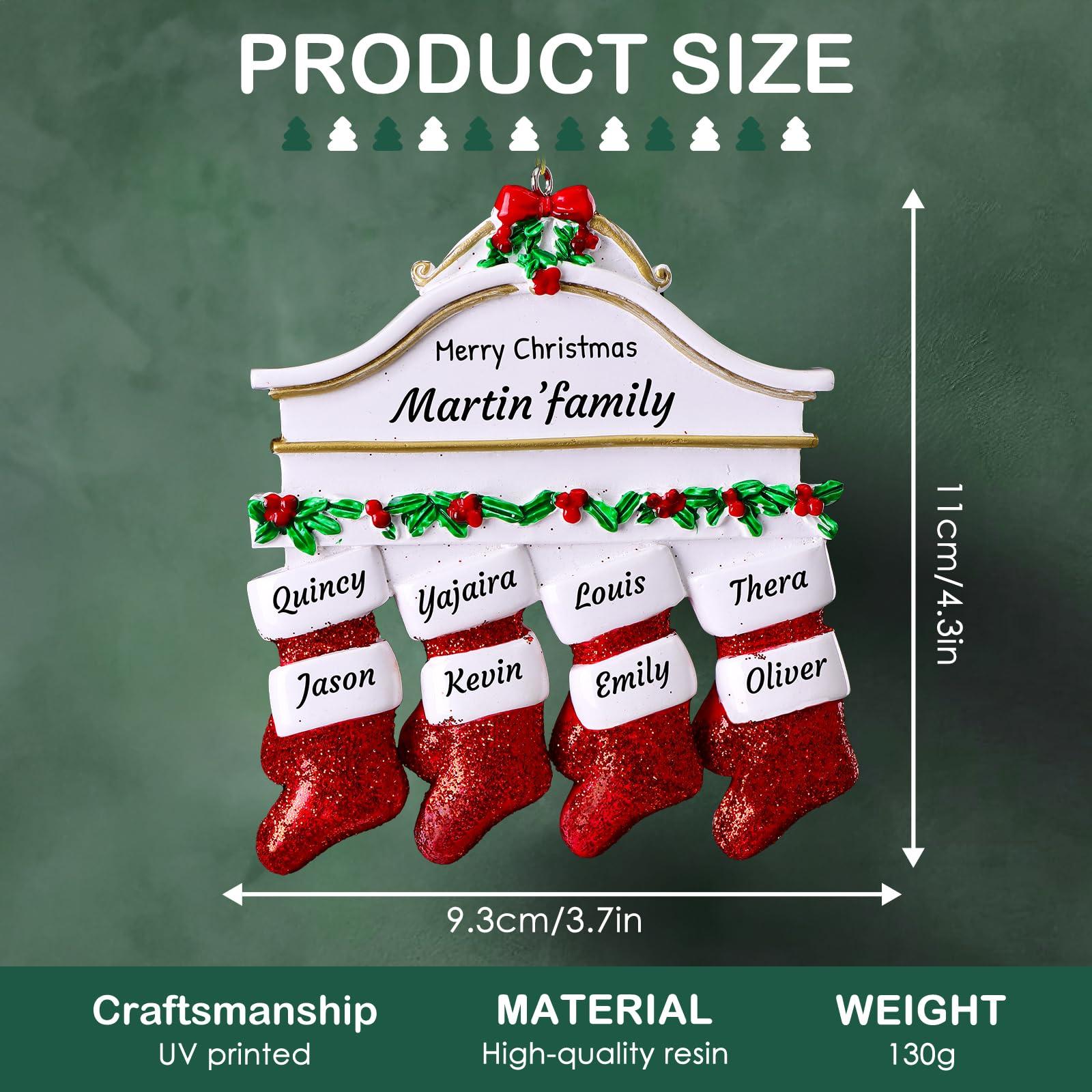 iDIY Personalized Christmas Ornaments Family of 8 - Personalized Family Christmas Ornaments with Names, Polyresin Christmas Stocking Ornaments, Unique Custom Christmas Ornaments 2024