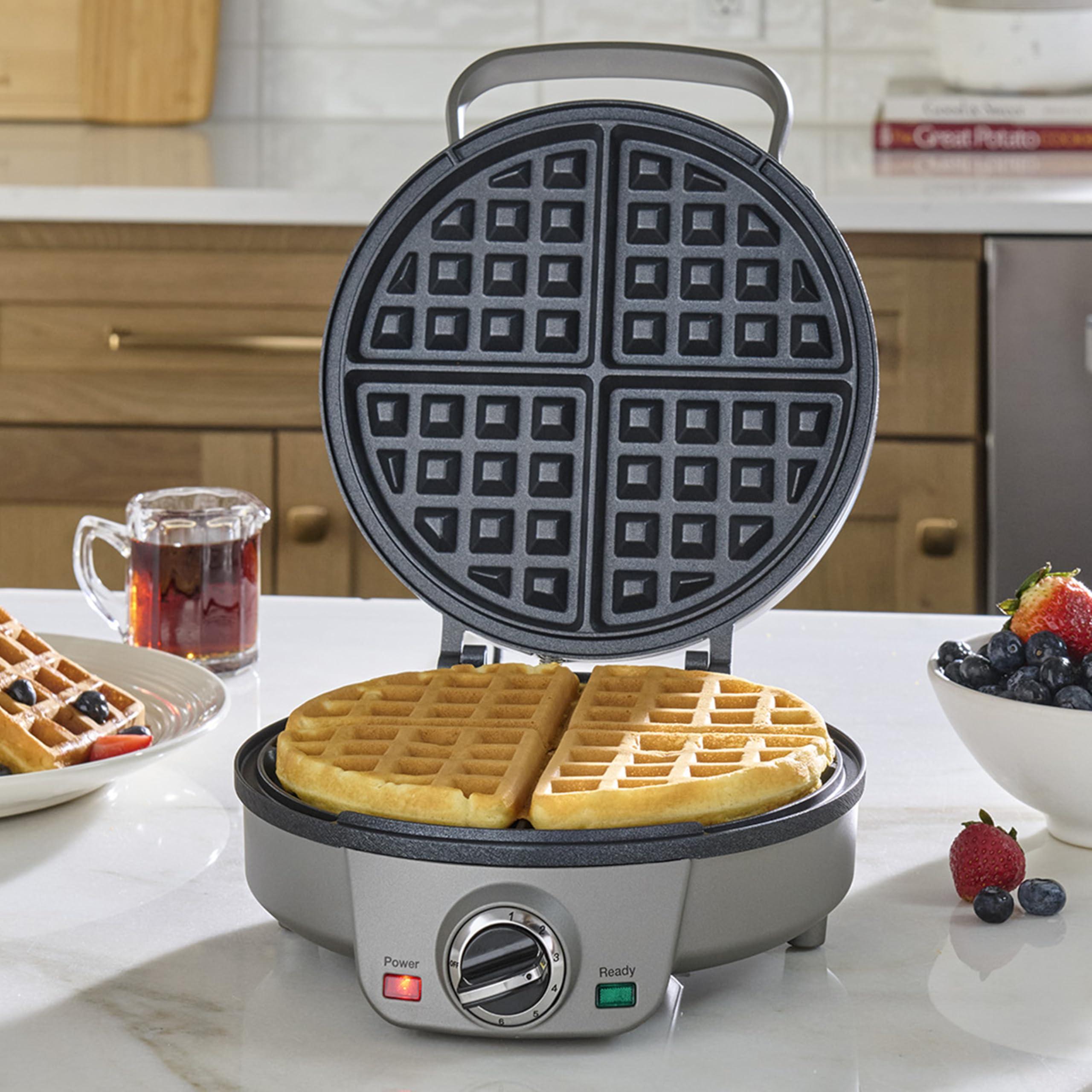 Cuisinart Cuisinart Mini Belgian Waffle Maker, Round Mini Waffle Iron, Silver, WAF-200P1