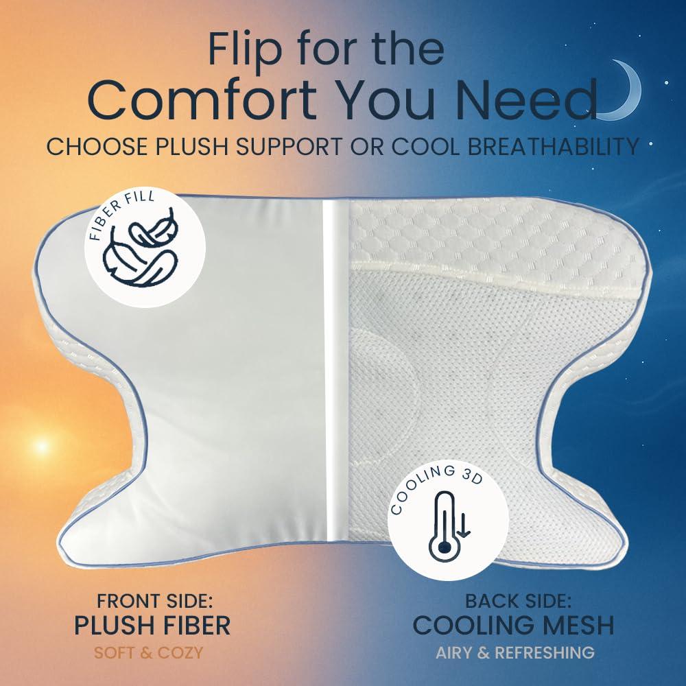 Contour Contour CPAPMax 2-in-1 Cooling Plush CPAP Comfort Pillow - Reduce Air Leaks, Hose Tangles, Mask Discomfort & Adjust Thickness, for Side, Stomach, Back Sleepers, All Masks - Works 1st Night