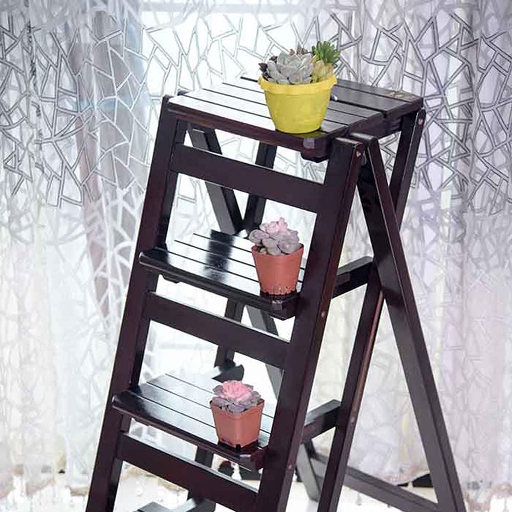 GFHQDPSC Wooden Folding Stepladder Wood Folding Step Stool for Adults & Kitchen Ladders Small Foot Stools Portable Shoe Bench/Flower Rack Durable (Wood Color1 3 Steps)