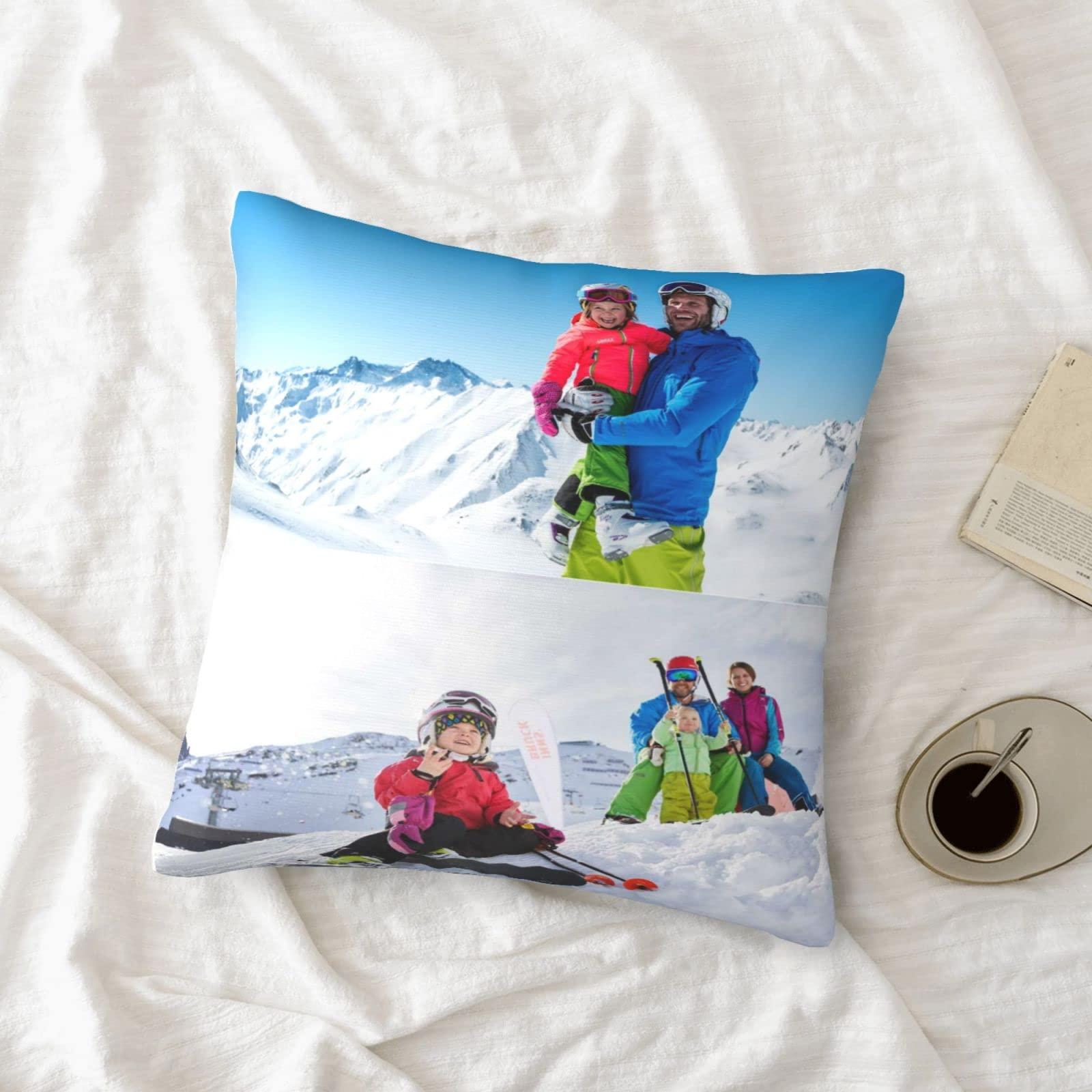 mamz mamz Personalized Pillow Case Design with Photo Text Customize Throw Pillowcase Cushion Covers Custom Pet Marry Sweethearts Love Photo Pillow Two-Sides Printed-20x20IN-Khaki