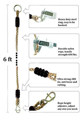 ArtiGifts Tree Swing Ropes Hammock Chair Straps Hanging Kit with 2 Carabiners for Replacement, Adjustment or Extension - 6ft & Holds to 600lbs, Perfect for Children Swing, Outdoor Hammock and Hanging Chair