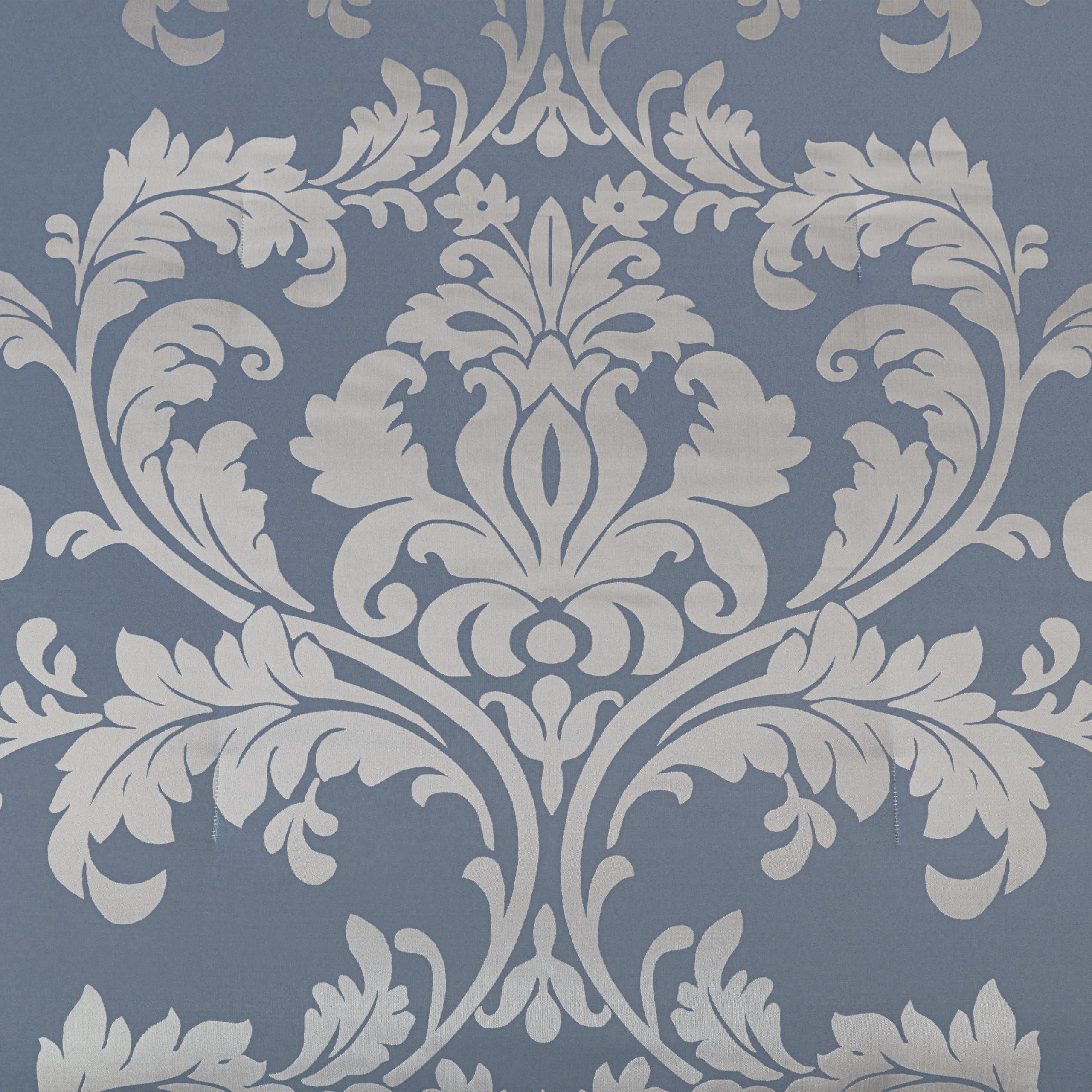 Chezmoi Collection Chezmoi Collection Royale 7-Piece Jacquard Floral Comforter Set, Oversized Queen, Grayish Blue/Gray