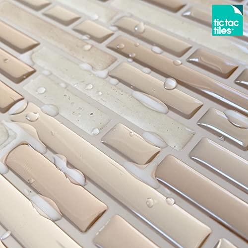 Tic Tac Tiles Tic Tac Tiles Peel and Stick Self Adhesive Removable Stick On Kitchen Backsplash Bathroom 3D Wall Sticker Wallpaper Tiles in Como Designs (10, Sand)