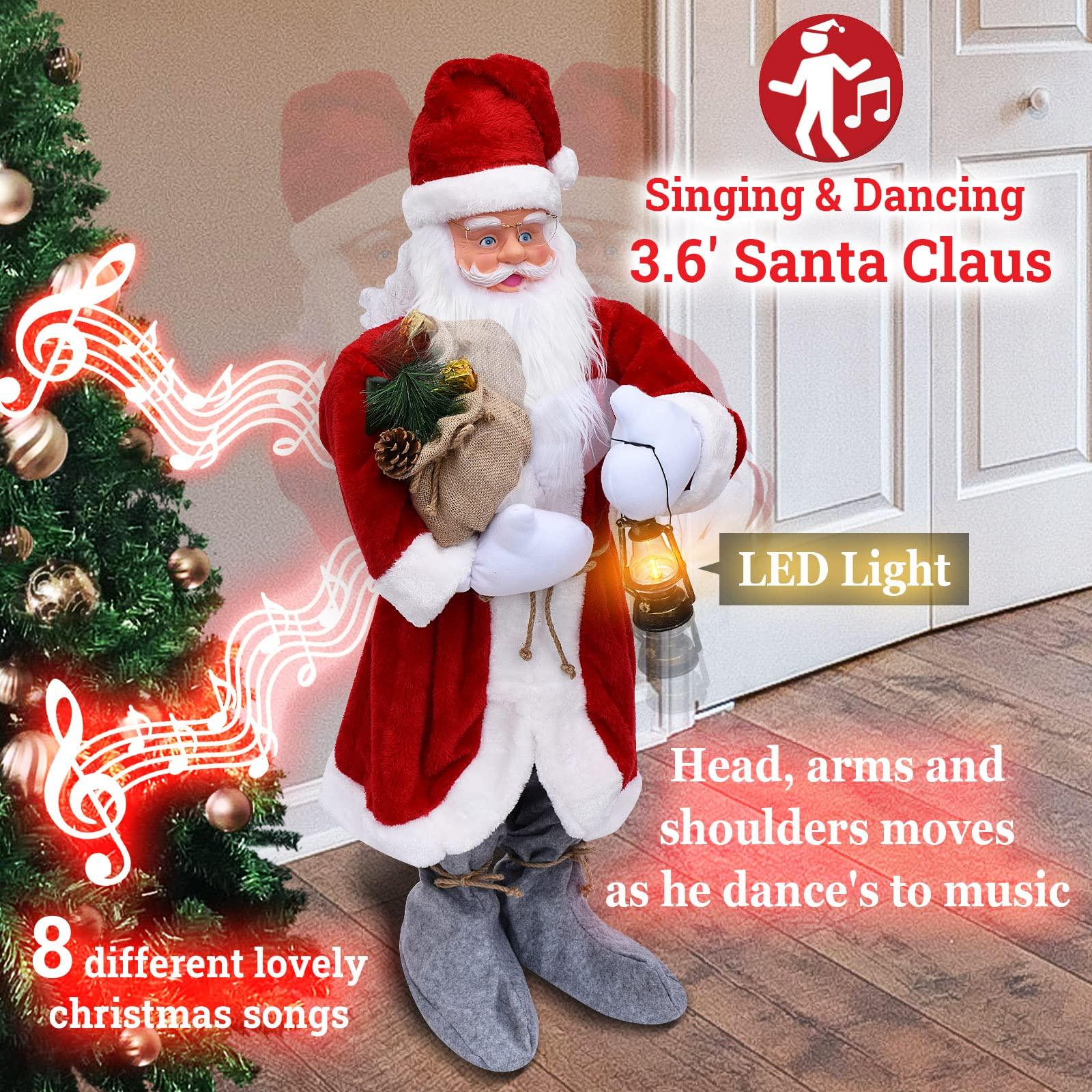 YardGrow YardGrow 3.6FT Christmas Animated Singing & Dancing Santa Life Size Santa Claus Xmas Decoration