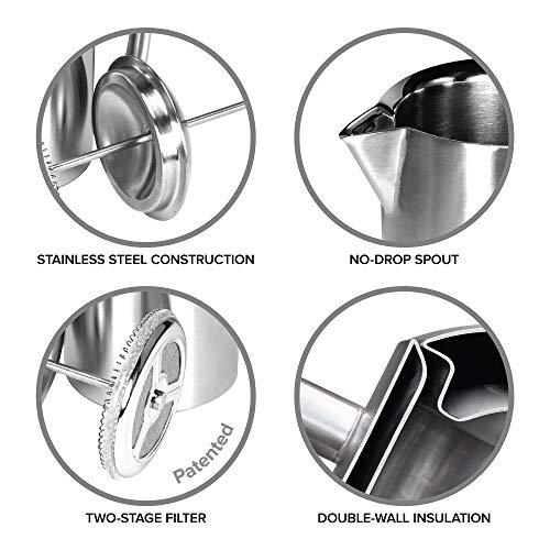 Frieling Frieling Double-Walled Stainless-Steel French Press Coffee Maker in Frustration Free Packaging, Polished, 17 Ounces