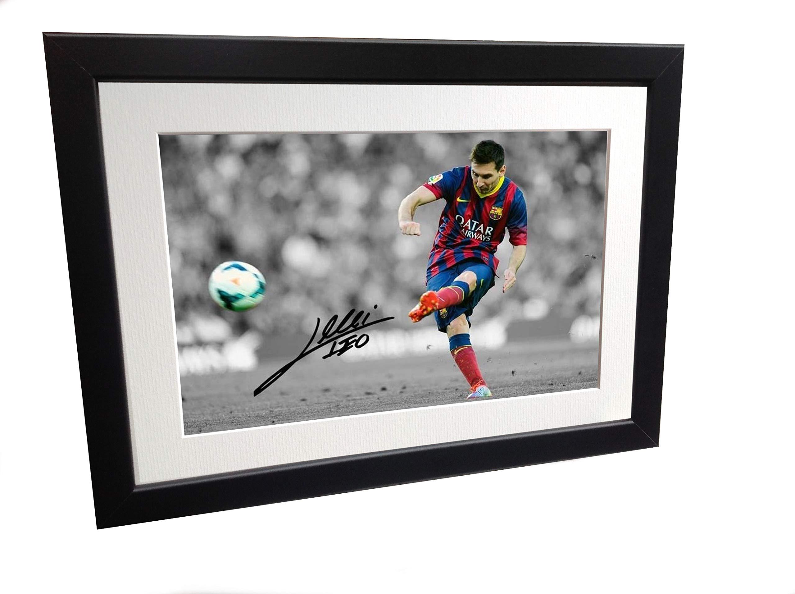 Kitbags & Lockers Signed Black Soccer \"The Free Kick\" Lionel Messi Barcelona Autographed Photo Photograph Picture Frame Gift SM