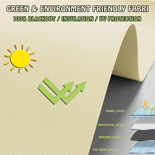 fhsblinds FHSBLINDS Custom Blinds for Windows Roller Window Shades-Room Darkening Waterproof Blackout Cut to Size Window Blinds & Shades for Home Kitchen Bedroom Office (Beige 100% Blackout, 25" W x 64" H)