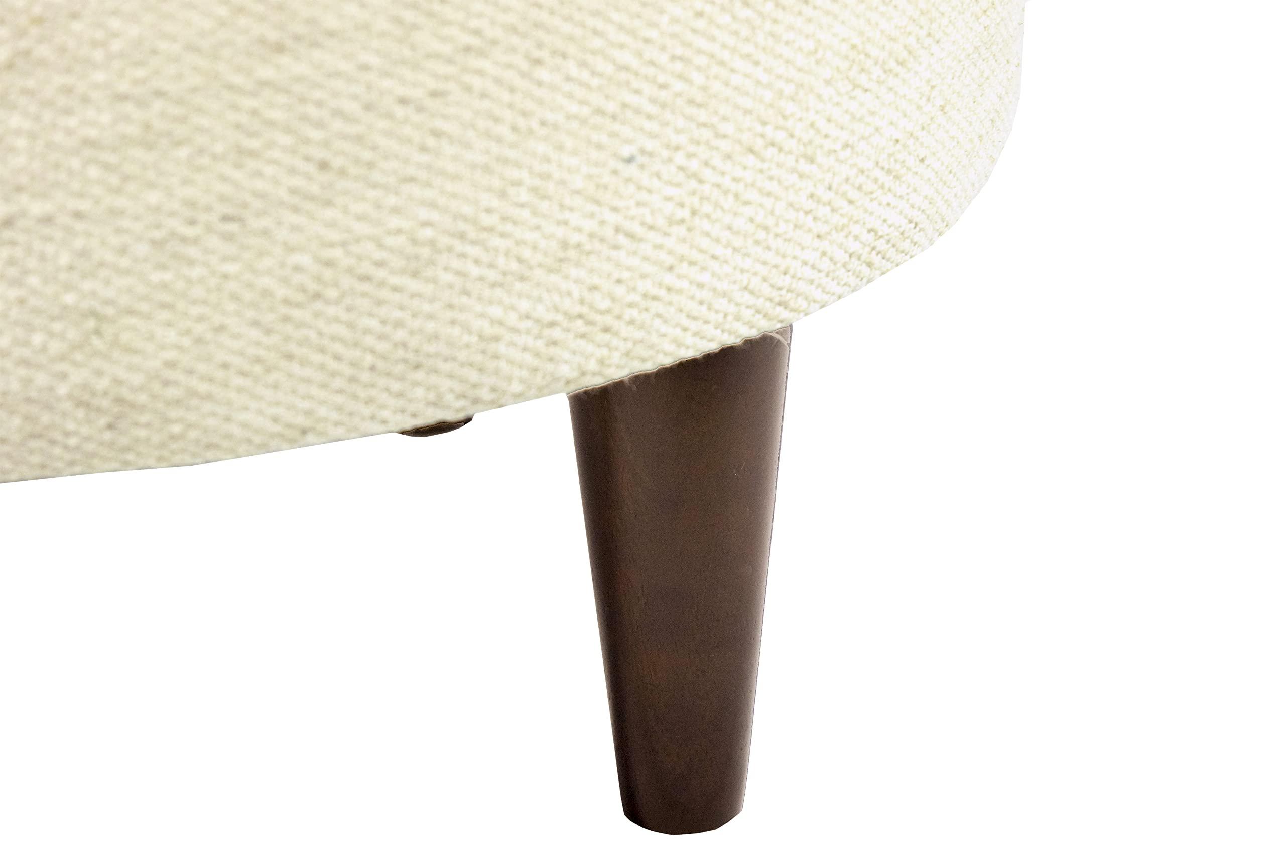 MJL Furniture Designs MJL Furniture Designs Sophia Round Ottoman Foot Rest for Couch, Upholstered & Padded Vanity Stool, Ideal for Entryway, Living Room, Bedroom, Reading Nook and Home Office, Ivory