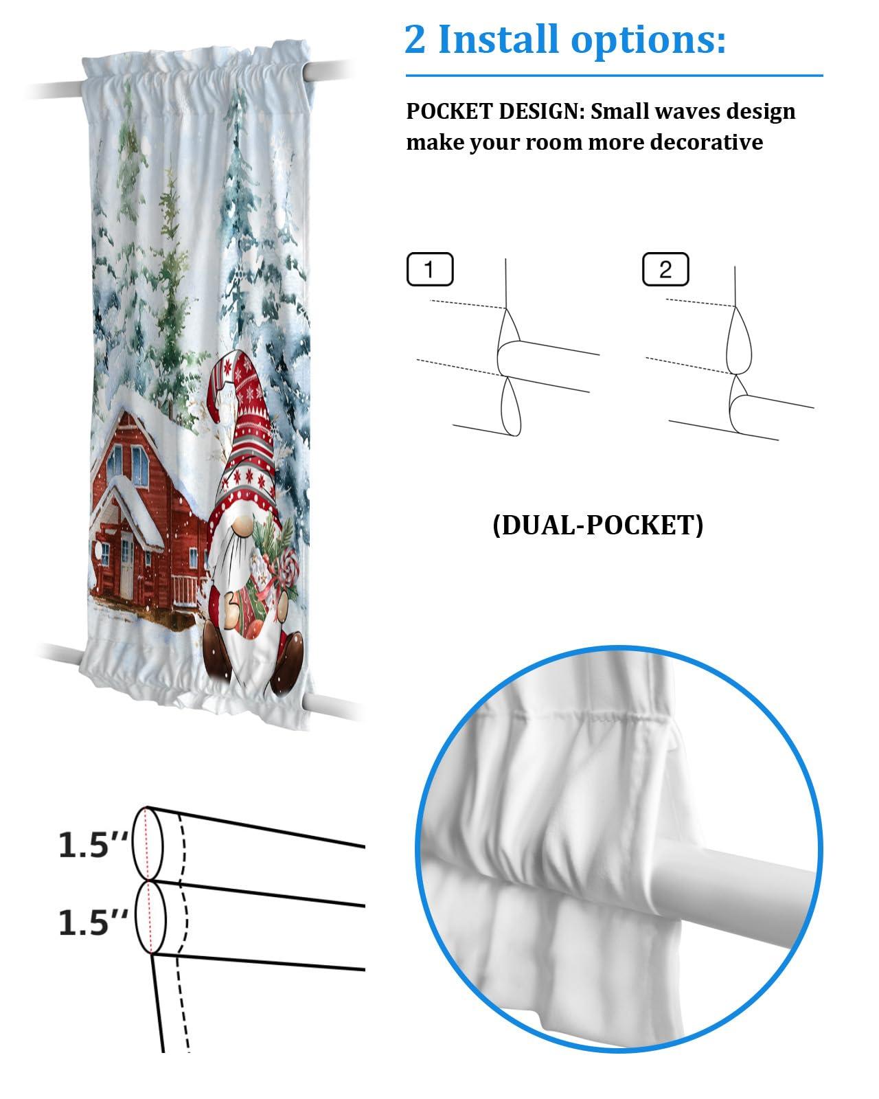 ZOE GARDEN ZOE GARDEN Farmhouse Gnomes Blackout Door Curtains for French, Glass,Front, Back, Patio Door, Thermal Insulated Rod Pocket Window Curtain Drapes with Tiebacks, Christmas Pine Tree 25"x72"