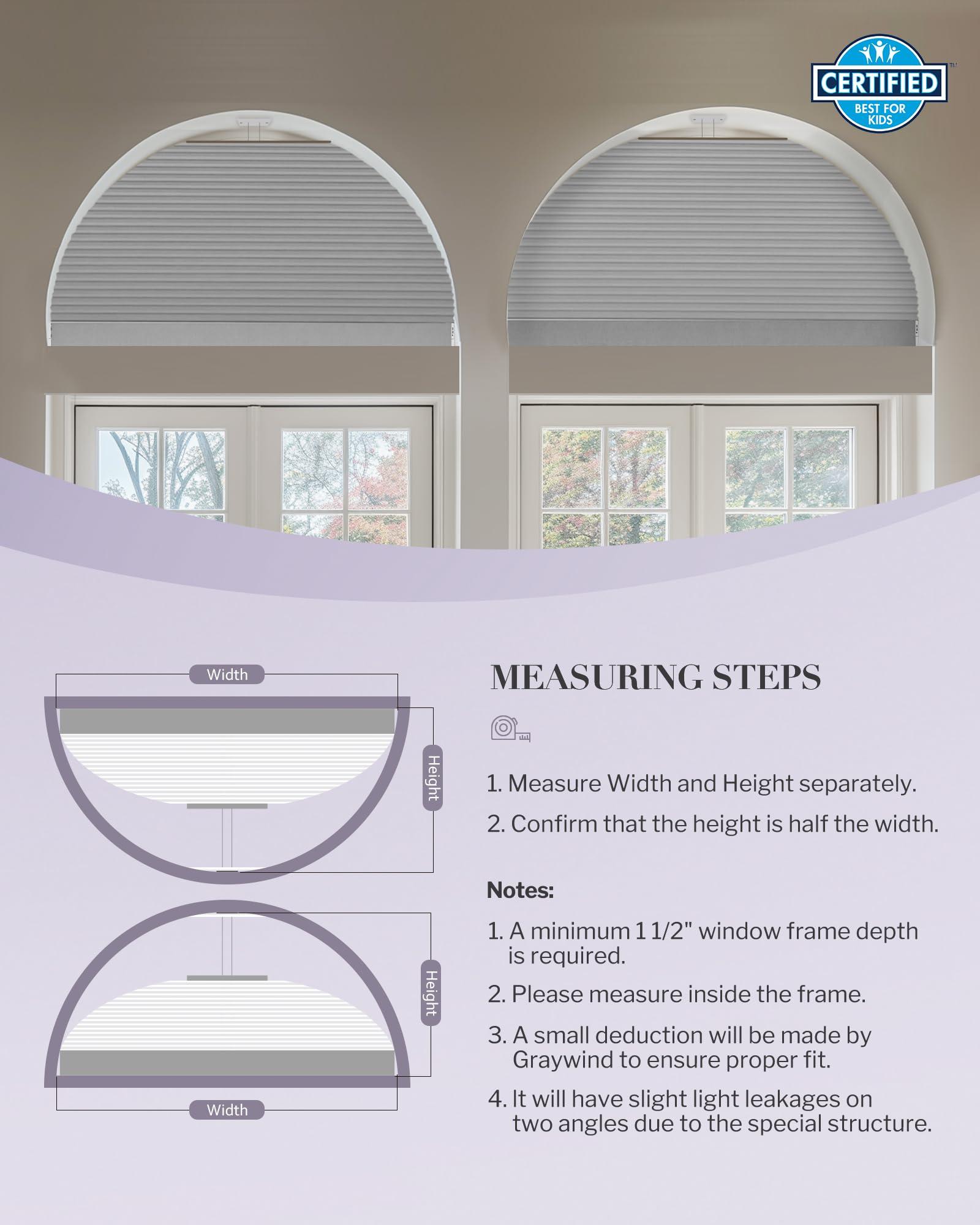 Graywind Graywind Smart Arched Blinds Compatible with Alexa Google Motorized Perfect Arch Shades Solar Powered, Customized for Odd-Shaped Window (Blackout Burlywood)