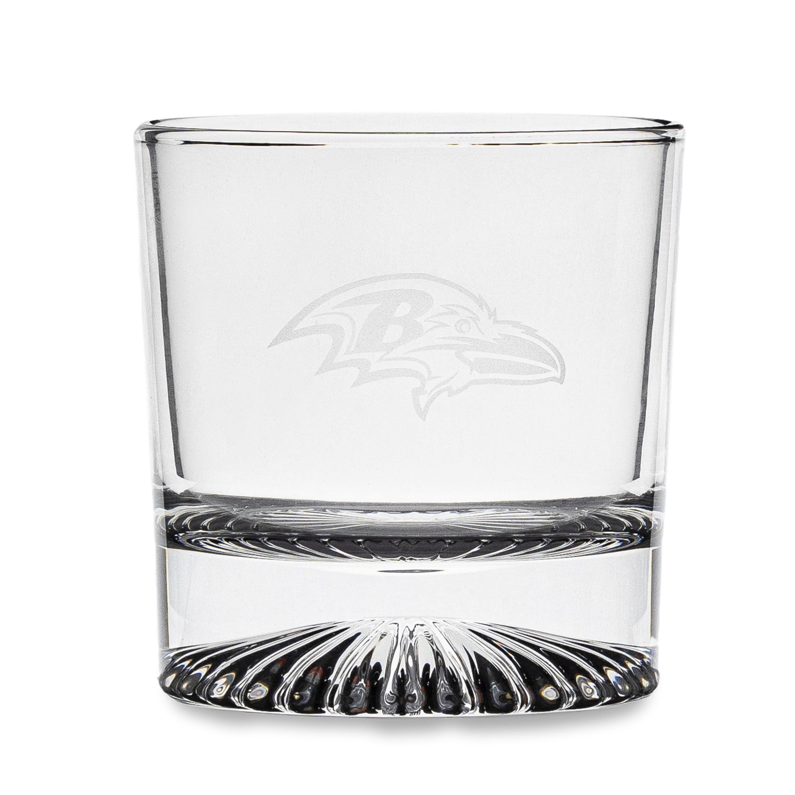 The Memory Company The Memory Company Officially Licensed NFL Wood Boxed Drinkware Set, with 2 Rocks Glasses and Cooling Cubes, Baltimore Ravens