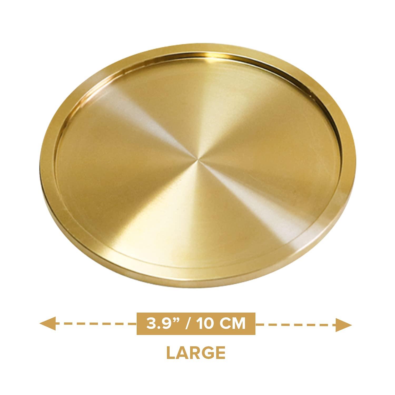 Primo Supply Heavy Brass Coasters for Drinks (6-Pack) - Solid Bronze Gold Coasters - Classy MCM Style Premium Coaster Set - 5 Star Hotel Table & Bar - Board Room Elegant Copper Cup Holder - L